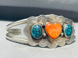 Heart Culture Vintage Native American Navajo Spiderweb Turquoise Sterling Silver Bracelet-Nativo Arts