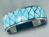 Dynamic Vintage Native American Zuni Blue Gem Turquoise Orlinda Natewa Sterling Silver Bracelet-Nativo Arts