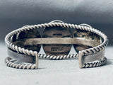 Twisted Wires Vintage Native American Navajo Jet Stone Sterling Silver Bracelet Old