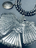 One Of The Best Native American Navajo Sterling Silver Coin Squash Blossom Necklace-Nativo Arts