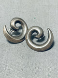 Interesting Vintage Native American Navajo Sterling Silver Swirl Earrings-Nativo Arts