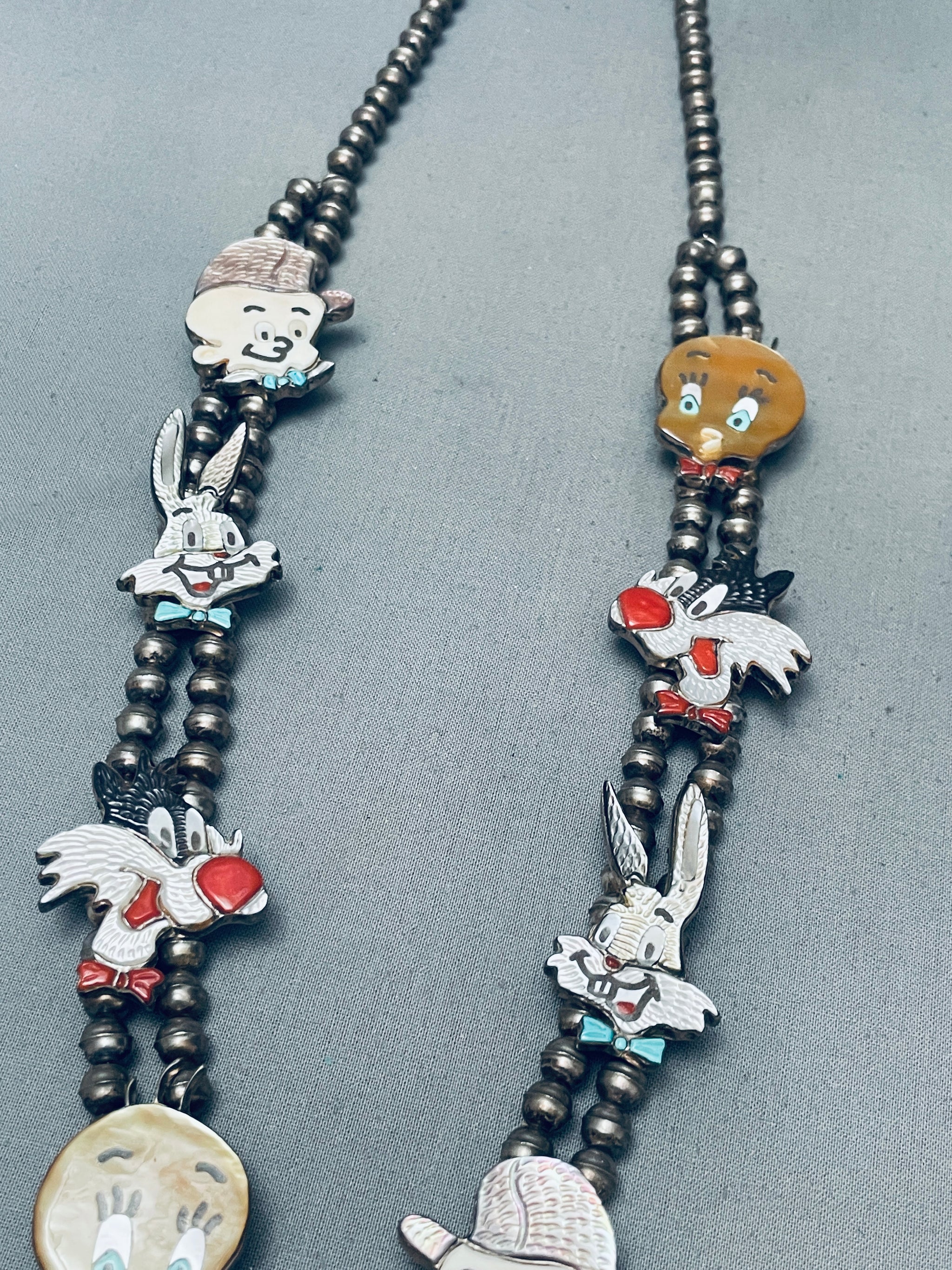 Looney Tunes Old Zuni Turquoise Sterling Silver Inlay Squash