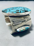 152 Gram Intense Spiderweb Turquoise Native American Navajo Sterling Silver Bracelet-Nativo Arts