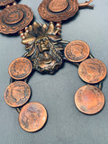 Very Rare Vintage Native American Navajo Bronze 476 Gram Squash Blossom Necklace-Nativo Arts