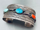 Chain Link Vintage Native American Navajo Turquoise Sterling Silver Bracelet-Nativo Arts