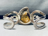 Fossilized Nautilus Rare Vintage Native American Navajo Turquoise Sterling Silver Bracelet-Nativo Arts