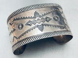 Early 1900's Huge Hand Tooled Vintage Native American Navajo Sterling Silver Bracelet-Nativo Arts