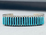 Rare Long Needle Turquoise Vintage Native American Zuni Sterling Silver Bracelet-Nativo Arts