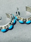 Exquisite Vintage Native American Navajo Sleeping Beauty Turquoise Sterling Silver Earrings-Nativo Arts