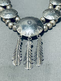 Dangling Feathers Vintage Native American Navajo Sterling Silver Necklace-Nativo Arts