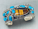 One Of The Most Unique Vintage Native American Navajo Turquoise Sterling Silver Bracelet-Nativo Arts