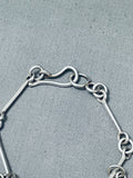 Handmade Link Chain Vintage Southwest Petroglyph Sterling Silver Charm Bracelet