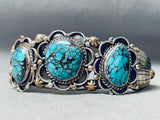 Rare Domed Spiderweb Turquoise Vintage Native American Navajo Sterling Silver Bracelet-Nativo Arts