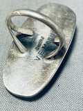 Enormous Vintage Native American Navajo Signed Morenci Turquoise Sterling Silver Ring-Nativo Arts