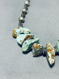 Native American Fascinating Vintage Santo Domingo Kingman Turquoise Chunks Silver Necklace-Nativo Arts