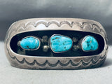 Tim Yazzie Magnificent Native American Navajo Blue Gem Turquoise Sterling Silver Bracelet-Nativo Arts