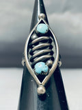 Taller Vintage Native American Navajo Sterling Silver Wave Turquoise Ring Old-Nativo Arts