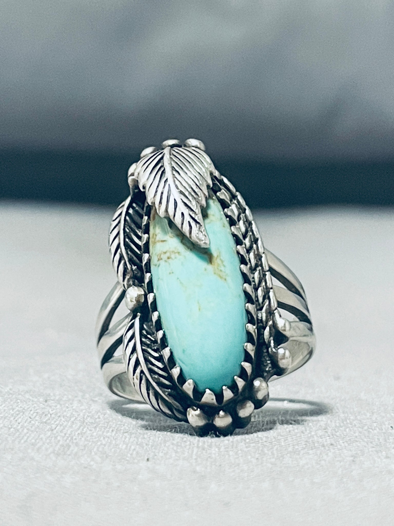 Vintage large sale turquoise ring