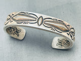 Important Vintage Native American Navajo Ray Adakai Sterling Silver Heavy Repoussed Bracelet-Nativo Arts