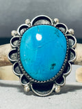 Stunning Vintage Native American Navajo Blue Gem Turquoise Sterling Silver Bracelet-Nativo Arts