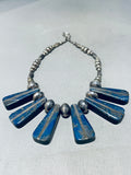 One Of The Coolest Vintage Native American Navajo Lapis Sterling Silver Necklace-Nativo Arts