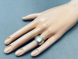 Stunning Vintage Native American Navajo Opal Sterling Silver Inlay Ring Old-Nativo Arts