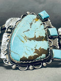 Bob Cleveland Important Vintage Native American Navajo #8 Turquoise Sterling Silver Bracelet-Nativo Arts