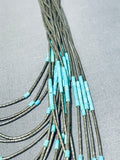 Bell Of The Ball Vintage Native American Navajo Turquoise Heishi Sterling Silver Necklace-Nativo Arts