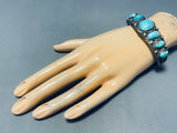 Magnificent Vintage Native American Navajo Kingman Turquoise Sterling Silver Bracelet-Nativo Arts