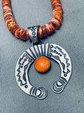 Noteworthy Vintage Native American Zuni Spiny Oyster & Turquoise Sterling Silver Necklace-Nativo Arts