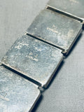 Incredible Vintage Native American Navajo Jet Sterling Silver Hinged Bracelet Signed-Nativo Arts
