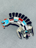 Pendant And Pin Authentic Vintage Native American Zuni Turquoise Inlay Sterling Silver-Nativo Arts