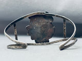 Superior Vintage Native American Navajo Blue Turquoise Leaf Sterling Silver Bracelet Cuff Old-Nativo Arts
