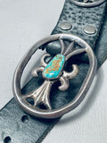 Sturdy Hand Tooled Vintage Native American Navajo Sterling Silver Green Turquoise Concho Belt-Nativo Arts