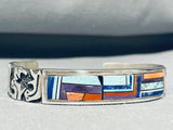 6.5 Inch Wrist Vintage Native American Navajo Turquoise Inlay Sterling Silver Bracelet-Nativo Arts