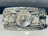 Happy Flower Vintage Native American Navajo Sterling Silver Bracelet Cuff-Nativo Arts