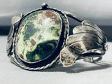 The Most Unique Vintage Native American Navajo Green Jasper Sterling Silver Bracelet-Nativo Arts
