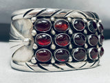 Rob Kelley Noreen Vintage Native American Navajo Garnet Sterling Silver Row Bracelet-Nativo Arts