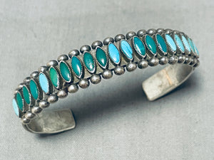 One Of The Finest Very Early Vintage Zuni Turquoise Sterling Silver Bracelet-Nativo Arts