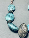 Magnificent Native American Navajo Turquoise And Shell Sterling Silver Necklace-Nativo Arts