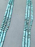 Intricate Disc Heishi Navajo Turquoise Sterling Silver Necklace-Nativo Arts