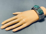 Incomparable Vintage Native American Navajo Green Seafoam Turquoise Sterling Silver Bracelet-Nativo Arts