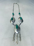 Benny James Vintage Navaj Malachite Sterling Silver Concho Necklace-Nativo Arts