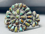 Superior Vintage Native American Navajo Green Turquoise Sterling Silver Cluster Bracelet-Nativo Arts
