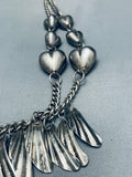 Most Unique Vintage Southwest Heart Sterling Silver Dangling Necklace-Nativo Arts