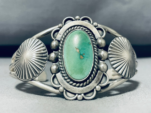 Hypnotic Vintage Native American Navajo Giant Royston Turquoise Sterling Silver-Nativo Arts