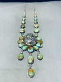 One Of The Coolest Ever Vintage Native American Navajo Green Turquoise Sterling Silver Necklace-Nativo Arts