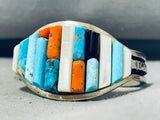 Unique Vintage Native American Navajo Pilot Mountain Turquoise Sterling Silver Bracelet-Nativo Arts