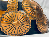 Gasp! Rare Vintage Native American Navajo Copper Hand Tooled Concho Belt-Nativo Arts