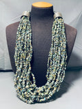 685 Grams!! Vintage Native American Navajo Green Turquoise Sterling Silver Necklace-Nativo Arts